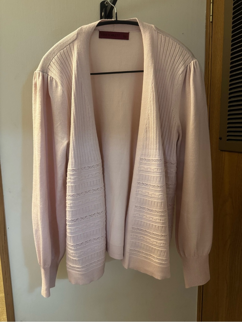 Scarlett Pale Pink Open-Front Knit Cardigan